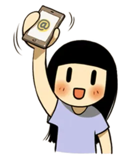 📱 e9a177f3 卡通, 女孩, 手机, 邮件, 沟通, 挥手 telegram sticker