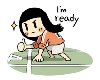 👍 f9179148 I'm ready 准备好, 开始, 坚决, 人物, 卡通, 角色 telegram sticker