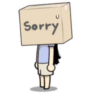 😿 52705f76 Sorry 道歉, 抱歉, 卡通, 盒子, 羞耻, 后悔, 懊悔 telegram sticker