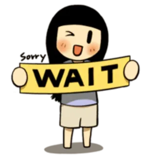 🙁 55d3f194 WAIT 等待, 动漫, 可爱, 女孩, 角色, 举牌, 卡通 telegram sticker