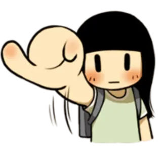 🤘 9bcf800f 卡通, 角色, 女孩, 插图, 手势, 冒犯性手势 telegram sticker