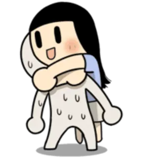 🙌 d799a150 卡通, 拥抱, 可爱, 情绪, 汗 telegram sticker