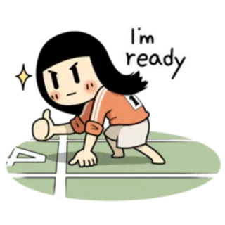 😈 ea4680e1 I'm ready 准备好, 运动, 卡通, 角色, 运动员 telegram sticker