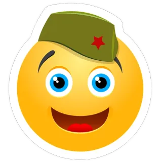 😄 65d60e05 Smiley, Emoji, Militär, Sowjetisch, Armee, Hut, Roter Stern whatsapp sticker