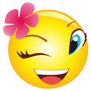 😉 223f7585 Emoji, Smiley, Zwinkern, Blume, Süß, Glücklich whatsapp sticker