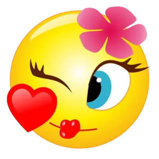 😘 a33547cb Emoji, Smiley, Zwinkern, Herz, Blume, Mädchenhaft whatsapp sticker