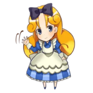 🙂 822389fc Cartone animato, Ragazza, Vestito, Nastro, Saluto, Carino telegram sticker