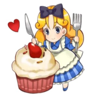 🍰 99fbd5e3 Alice Alice in Wonderland Alice nel Paese delle Meraviglie, Cupcake, Carino, Dolce, Chibi, Cartone animato telegram sticker