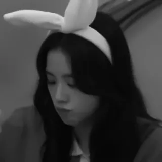 ⚓️ ff52e759 заячьи ушки, ободок, женщина, портрет, чёрно-белый telegram sticker