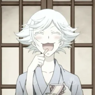 🍚 7239b342 Tomoe Kamisama Kiss аниме, лиса, манга, улыбается, чай telegram sticker