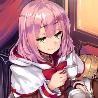 😏 2b37866b Anime, Manga, Karakter, Rambut Pink, Teh, Cangkir, Gadis Anime telegram sticker