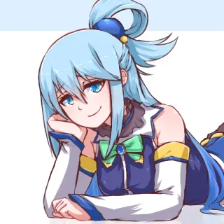 😏 b8db405c Aqua Konosuba Anime, Perempuan, Rambut biru, Berbaring, Konosuba, Karakter telegram sticker