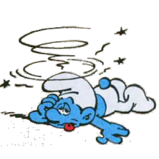 😖 25e06b1f Smurf スマーフ, アニメ, 目が回る, 横たわる whatsapp sticker