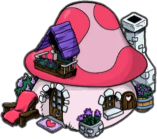 🏡 3c3a2e22 家, きのこ, 可愛い, ファンタジー, ピンク whatsapp sticker