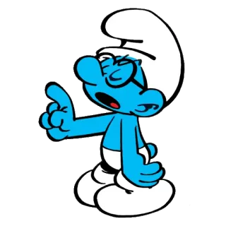 👓 d38e4570 Brainy Smurf The Smurfs スマーフ, かしこい, アニメ, メガネ, 青 whatsapp sticker