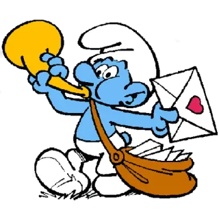 💌 ecfd22fa Smurf 漫画, スマーフ, 郵便, 郵便配達員, ハート whatsapp sticker