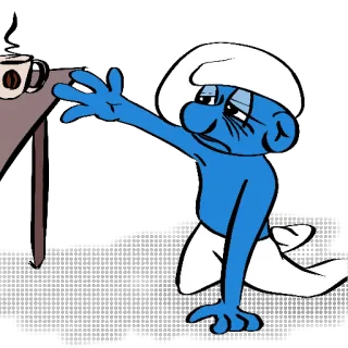 ☕ 50fce050 Smurf 스머프, 커피, 만화, 졸린, 피곤한 telegram sticker