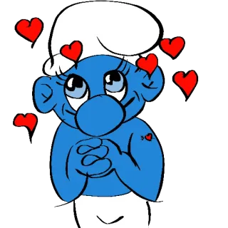 😍 7e7f6785 Smurf 스머프, 만화, 하트, 사랑, 귀여운 telegram sticker
