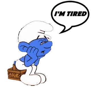 😨 2bf69675 Smurf I'M TIRED zmęczony, kreskówka, smurf, niebieski telegram sticker