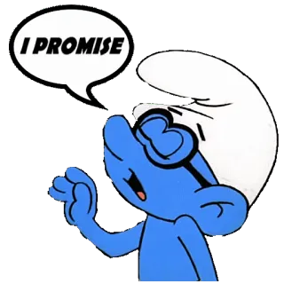 🖖 3028412d Brainy Smurf Smurfs I PROMISE smurf, obietnica, kreskówka, niebieski, mądry telegram sticker