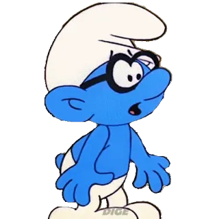 😮 4d5e6f91 Brainy Smurf smurf, kreskówka, mądry, niebieski, okulary telegram sticker