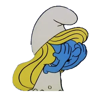 😧 68744b33 Smurfette smurf, kreskówka, smutny, smurfeta, niebieski, blond telegram sticker