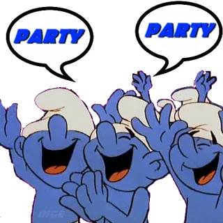 🎊 91760c0b Smurf PARTY impreza, kreskówka, Smerfy, świętowanie, zabawa telegram sticker