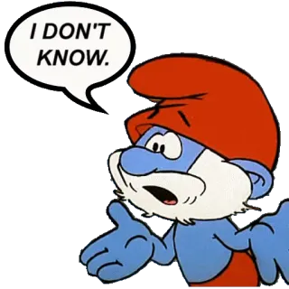 👐 a5102e5b Papa Smurf I DON'T KNOW. smurf, kreskówka, pytanie, smurfy, zdezorientowany telegram sticker