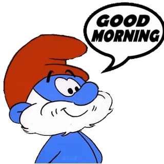 🛏 c606699c Papa Smurf GOOD MORNING smurf, dzień dobry, kreskówka, powitanie telegram sticker