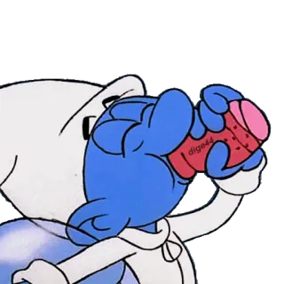🍻 d6ff0dee Smurf dige44 kreskówka, smurf, picie, animacja, niebieski telegram sticker