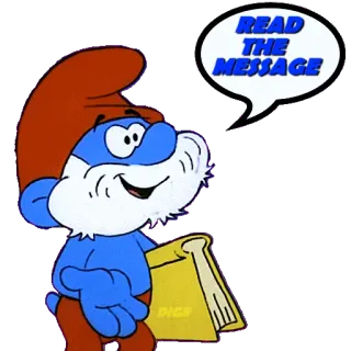 📒 e062222d Papa Smurf READ THE MESSAGE smurf, kreskówka, wiadomość, czytanie telegram sticker