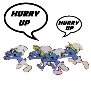 🕐 f4c8f93e Smurfs HURRY UP smerfy, kreskówka, bieganie, pośpiech, animacja telegram sticker