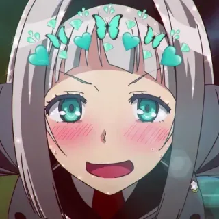 😊 25c0469f anime, ragazza, sorriso, farfalle, cuori, carino telegram sticker