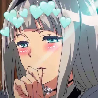 😳 8ae51111 Anime, Carino, Arrossire, Cuori, Ragazza telegram sticker