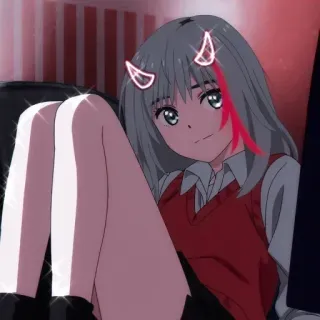 😊 99099197 anime, ragazza, diavolo, corna, carino telegram sticker