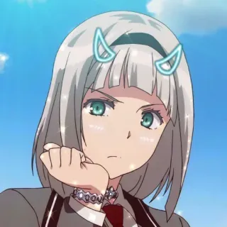 😊 b68f034b Anime, Ragazza, Uniforme scolastica, Corna da diavolo, Occhi blu telegram sticker