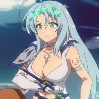 😊 c553f58f Anime, Donna, Capelli azzurri, Corona telegram sticker