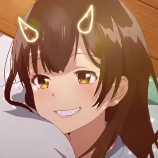 😏 c8b029c0 anime, ragazza, corna da diavolo, sorridente, cartone animato telegram sticker