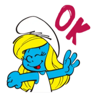 👌 2aa433fa Smurfette OK smerfetka, ok, kreskówka, naklejka telegram sticker