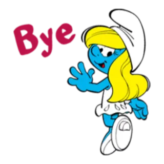 ✋ 5c7dbc79 Smurfette The Smurfs Bye smurfeta, smerfy, pa, kreskówka, machanie, animowany, pożegnanie telegram sticker