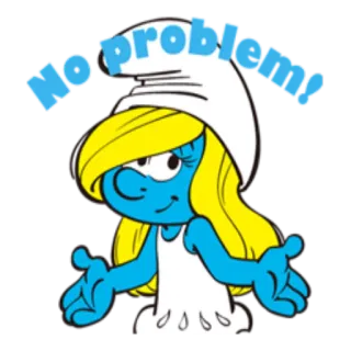 👐 6e1a38ee Smurfette The Smurfs no problem! Smerfetka, Smerfy, Kreskówka, Szczęśliwa, Dziewczyna, Nie ma problemu telegram sticker