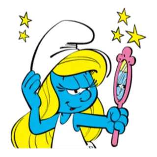 👁 7858567e Smurfette Smerfetka, Smerfy, kreskówka, kobieta, lustro, blondynka, gwiazdy telegram sticker