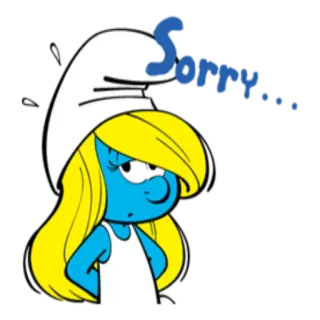😞 e3ba14d2 Smurfette The Smurfs Sorry... Smerfetka, Smerfy, Kreskówka, Przeprosiny telegram sticker