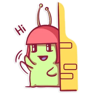 😀 28743c0c Hi Cartoon, Groet, Vriendelijk, Zwaaien, Leuk, Alien telegram sticker