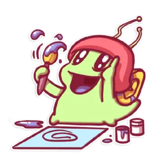 👩‍🎨 39993c10 slak, kunstenaar, schilderij, schattig, cartoon, fantasierijk, creatief telegram sticker