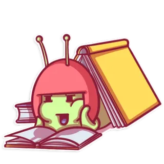 📚 856a6b74 boek, lezen, studeren, personage, notitieboek, onderwijs, leren telegram sticker