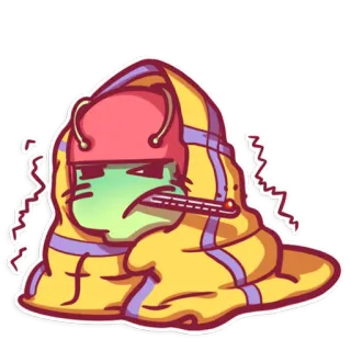 🤒 a7c81bac ziek, koortsig, thermometer, verkoudheid, griep, worm, cartoon telegram sticker