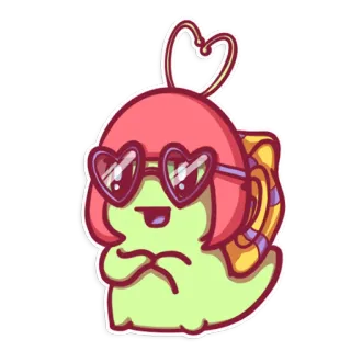 😍 ce71f771 Cartoon, Schattig, Kawaii, Karakter, Hartjesbril, Slak telegram sticker