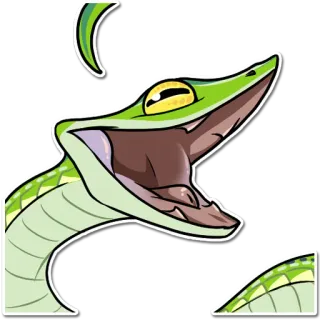 😄 4cd51595 snake, green, animal, reptile, cartoon whatsapp sticker