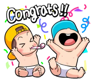 🎉 61da7a5c Congrats !! congratulations, celebration, babies, party, confetti telegram sticker